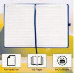 SETARTS Premium Hardcover Notebook A5 – Set of 2 | Blue | 192 Pages | 80 GSM Paper | Elastic Closure & Ribbon Bookmark - Image 3